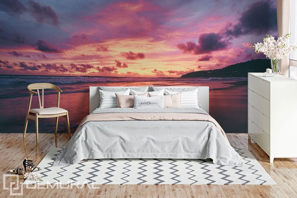 Invasion de couleur rose au coucher du soleil Papier peint pour le chambres à coucher Papiers peints Demural