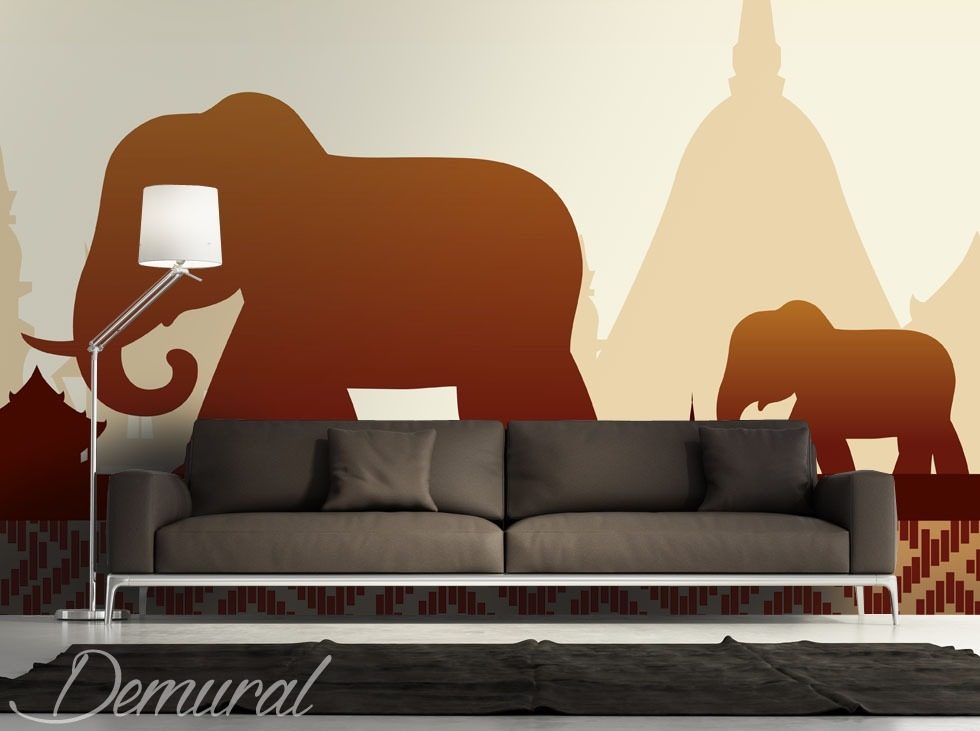 Famille des éléphants Papiers peints oriental Papiers peints Demural