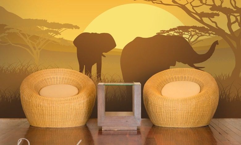 elephants au safari papiers peints de paysage papiers peints demural